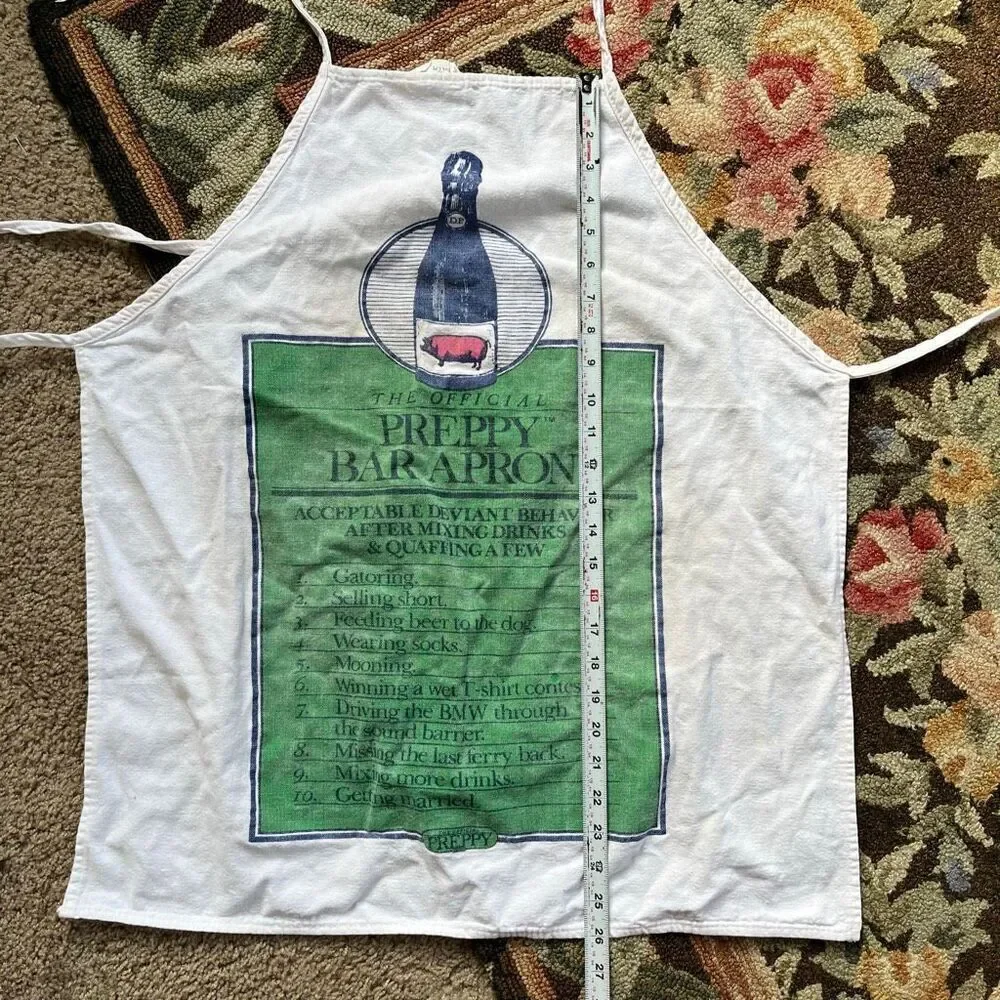 VTG 80s Official Preppy Bar Apron Workman NYC Nantucket Humor Rare